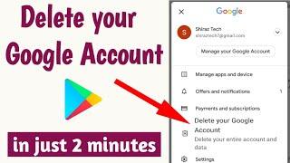 How to delete Google account permanently on android  delete Google Play Store Gmail