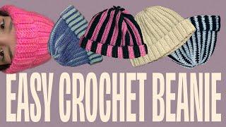 Easy Ribbed Beanie  Crochet Tutorial for Beginners