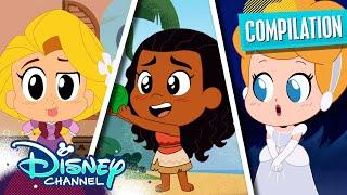 Every Disney Princess Chibi Tiny Tales   Rapunzel Moana & MORE  Compilation  @disneychannel