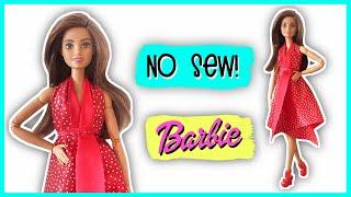 Dress without sewing for Barbie Very easy and fast Without sewing or pasting