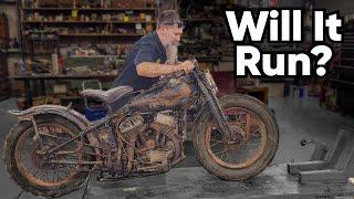 Wrecked And Rusted JUNKYARD Motorcycle Sitting 60 Years