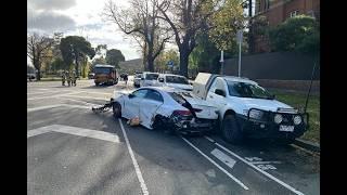 Stolen Mercedes speeds from police before crashing - Melbourne VIC