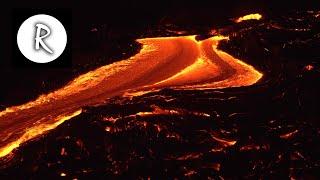 10 Hours Lava Flow Kilauea Hawaii  4K - Natural Sounds  for Sleep & Stress Relief Lava River