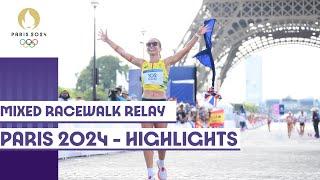 Spains Álvaro Martín and María Pérez win gold   Mixed race walk relay  Paris 2024 Highlights