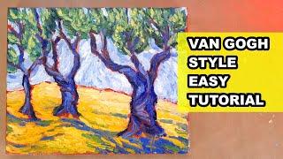 How to paint like Van Gogh Easy painting tutorial for beginners  Painting techniques  Art therapy