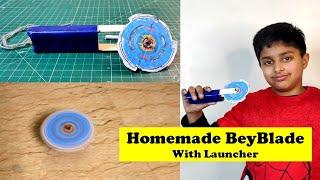 How to make Beyblade with Launcher - IT WORKS  Homemade Beyblade  DIY Cardboard Spinner Lattu