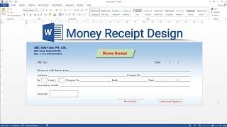 Money Receipt Design in Microsoft Word  Payment Receipt Voucher Design in MS Word