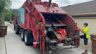 Fast Crew on Split Loadmaster Rear Loader Garbage Truck- Yardwaste & Recycle