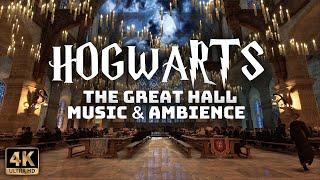 A Relaxing Evening in The Great Hall with Music playing in another room  4K Harry Potter Ambience