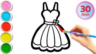 9 Beautiful Dresses Drawing Painting Coloring for Kids & Toddlers  Easy Drawing #355