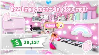 how i make & save money in adopt me  + roblox adopt me grind with me 