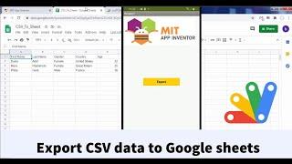 App Inventor Apps Script Export CSV data to Google Sheets