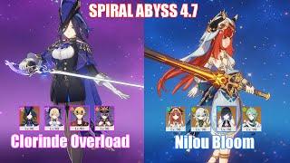 C0 Clorinde Overload & C0 Nilou Bloom  Spiral Abyss 4.7  Genshin Impact