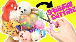 Mixing Cute Squishies Slime Plushies Together into One Bowl