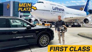 Ich fliege FIRST CLASS mit Lufthansas Boeing-747 in die USA - Luxus pur