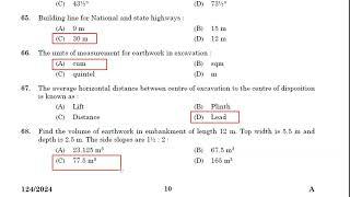 JUNIOR INSTRUCTOR DRAUGHTSMAN - CIVIL Industrial Training PROVISIONAL ANSWER KEY 11-09-2024