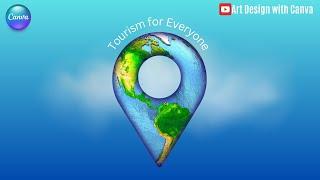 Canva Tutorial 3D Effect Fill Icon with Photo for Poster Design World Tourism Day