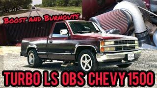 OBS Turbo LS Swapped Chevy 1500 Farm Truck ride along & rolling burnouts Budget Build that works