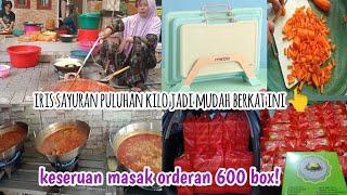 Keseruan di dapur masak 600 nasi box Iris sayuran jadi mudah dg chopping board 3 in 1 dari #mecoo