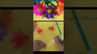 How to make paper flower with craft paper #3dflowers #paperflowercraft #flowercraft #origamiflower