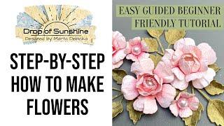 How to make PAPER FLOWERS for CARDMAKING. Easy BEGINNER detailed tutorial for EVERYONE #cardsmaking