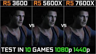 RYZEN 5 3600 vs RYZEN 5 5600X vs RYZEN 5 7600X  Test in 10 Games  1080p 1440p