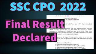 SSC CPO 2022 Final Result Declared