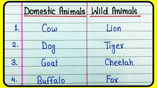 Domestic Animals name and Wild Animals name