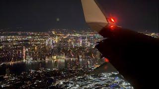 Spectacular Night Landing at New York City LaGuardia Airport LGA