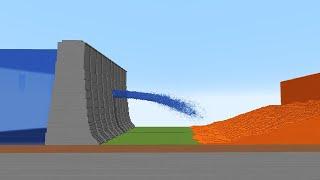 Realistic water Dam breach VS Infinitely flowing lava