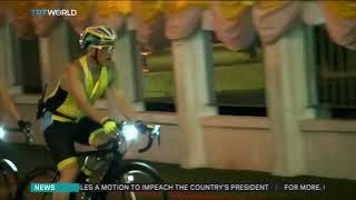 Thai king leads mass cycling event in Bangkok