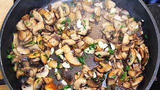 Kochrezepte GEBRATENE PILZE mit KNOBLAUCH  Fry delicious mushrooms