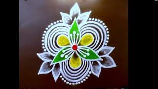 Simple kolams  latest 4 Attractive flower Rangoli designs  3*2 dots small muggulu collection