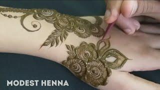 KHAFEEF INTRICATE HENNA DESIGN  KHALEEJI MEHENDI DESIGN   MEHENDI TUTORIAL MODEST HENNA