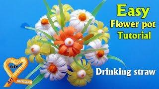 How to make beautiful daisies flowers from drinking straw