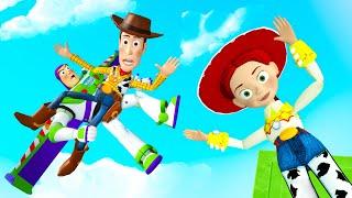 GTA 5 Jessie Buzz Lightyear & Woody Jumping off Highest Buildings - Ragdolls Fails Toy Story #13