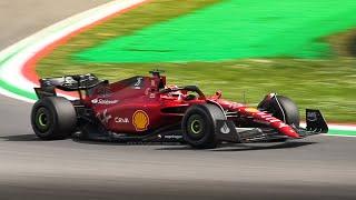 Ferrari F1-75 F1 2022 Car in action at Imola Circuit Practice Start Accelerations & Sound