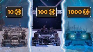 Построил крафт за 10 100 и 1000 монет Crossout