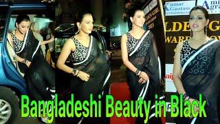 Bangladeshi Actress Barshas Heartstopping Glamour in Black Saree  Saree Queen Barsha  Saree Love