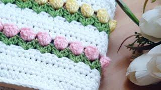 كروشيه  غرزة زهرة التوليب _  How to crochet the tulip stitch  _ #crochet_stitches