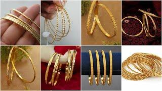 Gold plated thin bangle designs for daily use gold bangle designs