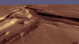 Mars flythrough Hellas crater Dao Vallis
