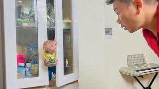 BiBi knows unlock the cupboard to get milk  surprise dad