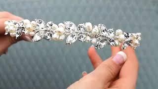 Rhinestone & Pearl Headband Tiara by Hair Comes the Bride