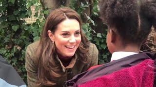 Girl Asks Kate If Queen Eats Pizza Duchess Of Cambridge  King Henry Walk Garden 2019 ALL MOMENTS