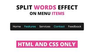 Cool Menu Hover Effect with HTML & CSS  Split Words Effect