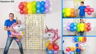 IDEAS  DECORACIONES PARA CUMPLEAÑOS  como hacer un arco de globos - Decoración con globos