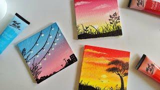 3 Paintings for beginners  3 mini canvas paintings  aesthetic paintings