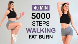 5000 STEPS IN 40 Min - Walking FAT BURN Workout to the BEAT Super Fun No Repeat No Jumping