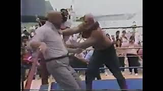 Red River Jack and Spike Huber vs Abdullah The Butcher and Eli The Eliminator.  WCCW 1987